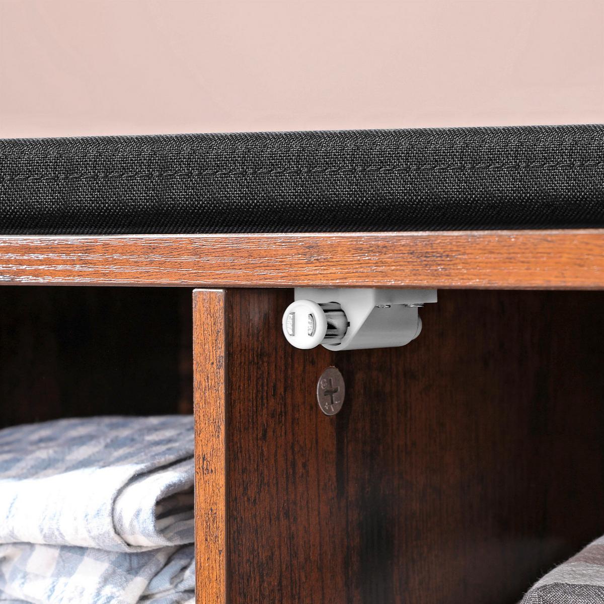 SCHUHBANK Dunkelbraun B: 110 cm - Dunkelbraun/Schwarz, Trend, Holzwerkstoff/Textil (110/48/30cm) - MID.YOU