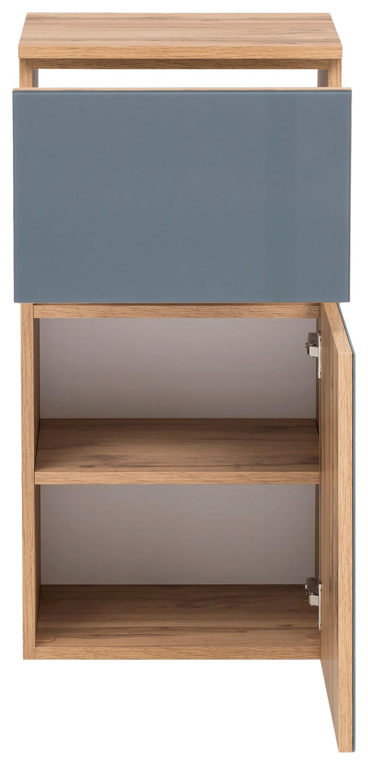 Unterschrank Grifflos Helsinki B: 40cm Grau/eiche Dekor - Eichefarben/Silberfarben, KONVENTIONELL, Glas/Holzwerkstoff (40/79/35cm) - Held