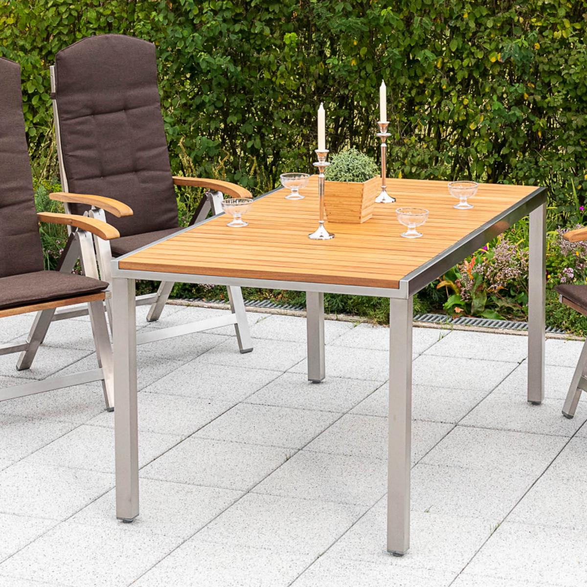 Gartengarnitur 5-Tlg. Keros Echtholz/Metall Mit Sitzkissen - Silberfarben/Braun, ROMANTIK / LANDHAUS, Holz/Textil - Gardenson