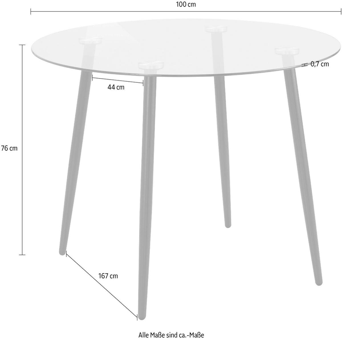 Esstisch Danny Schwarz, Transparent L: 100cm - Transparent/Schwarz, Design, Glas/Metall (100/75/100cm) - MID.YOU