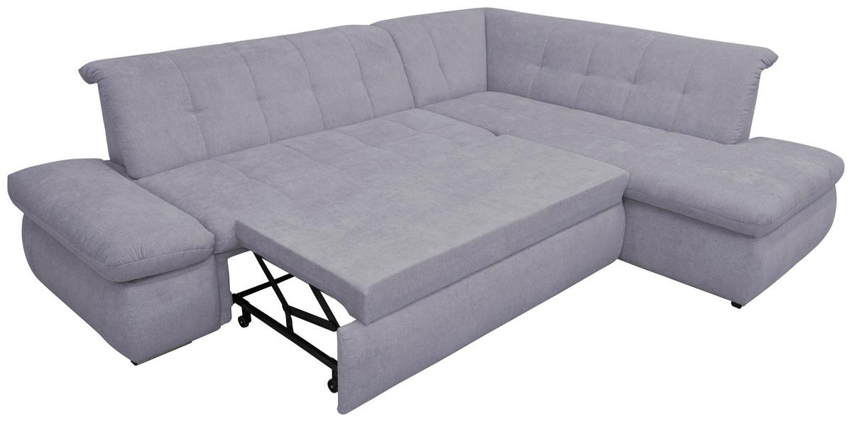 Ecksofa Mit Schalffunktion Moric Grau Mikrofaser - Chromfarben/Grau, KONVENTIONELL, Textil (273/216cm) - MID.YOU