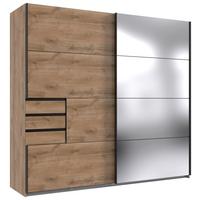 Schwebetürenschrank Mit Spiegel & Laden Saigon, Eiche - Klar/Eichefarben, MODERN, Holzwerkstoff (225/210/64cm) - MID.YOU