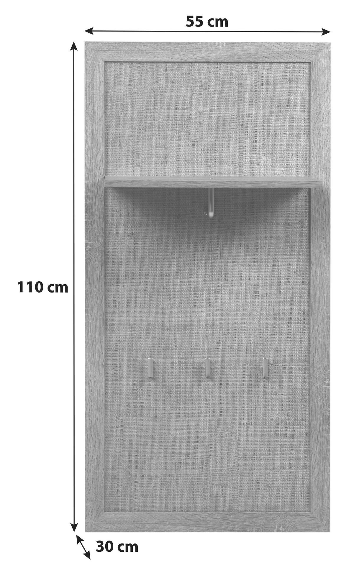 Garderobenpaneel Bali Eiche Dekor Mit Hutablage B: 55 Cm - Eichefarben, Basics, Holzwerkstoff (55/110/30cm) - MID.YOU
