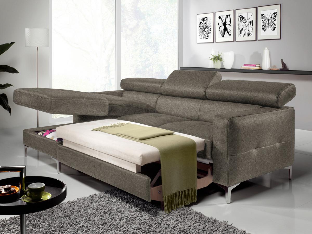 Ecksofa Mit Schlaffunktion Sammy Braun - Chromfarben/Braun, Design, Textil (169/226cm) - Livetastic