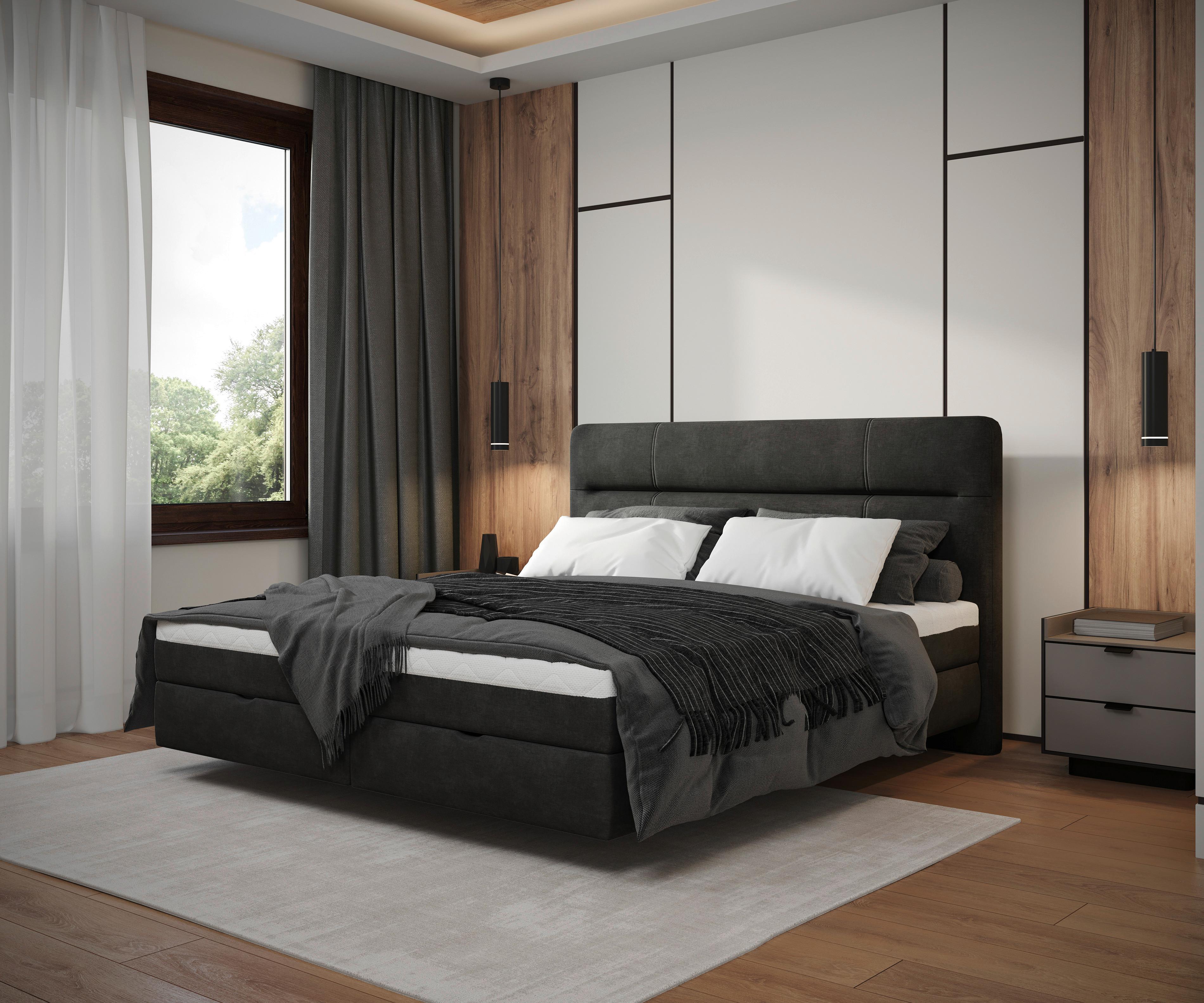 Boxbett Adriano 160x200 Cm Anthrazit - Anthrazit, MODERN, Holz/Holzwerkstoff (160/200cm) - MID.YOU