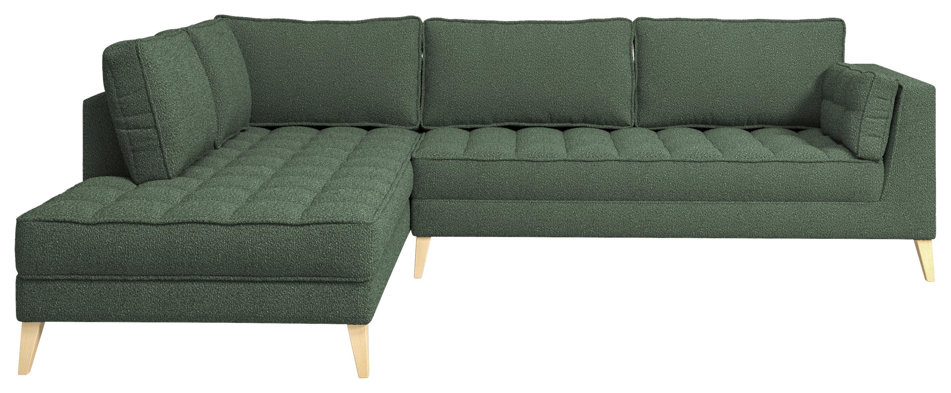Ecksofa Doti - Dunkelgrün/Naturfarben, Design, Textil (204/310cm) - MID.YOU