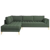 Ecksofa Doti - Dunkelgrün/Naturfarben, Design, Textil (204/310cm) - MID.YOU