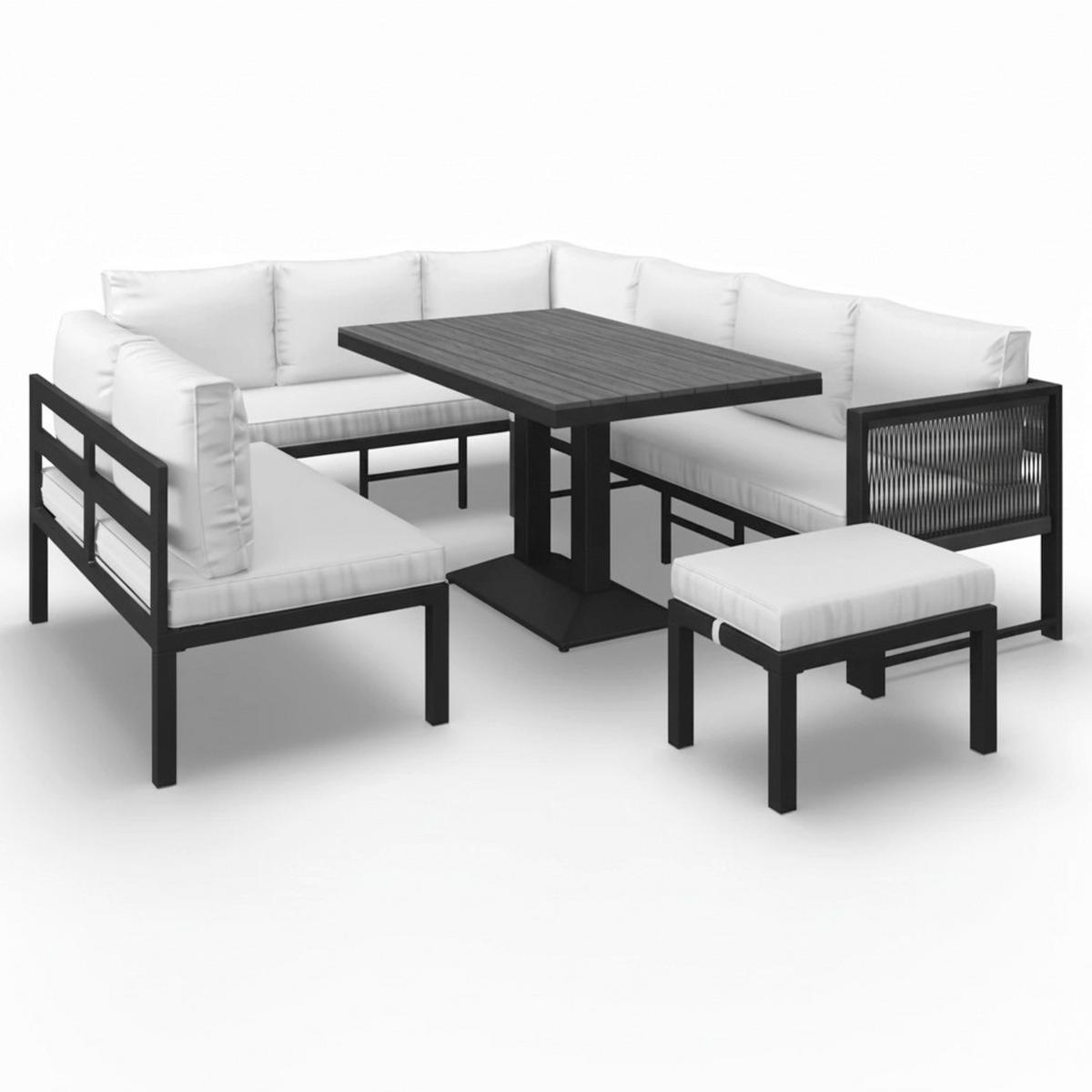 Zahradní jídelní sestava PERGOLINA - bílá/černá, Moderní, kov/textil (194/245cm) - Bessagi Garden