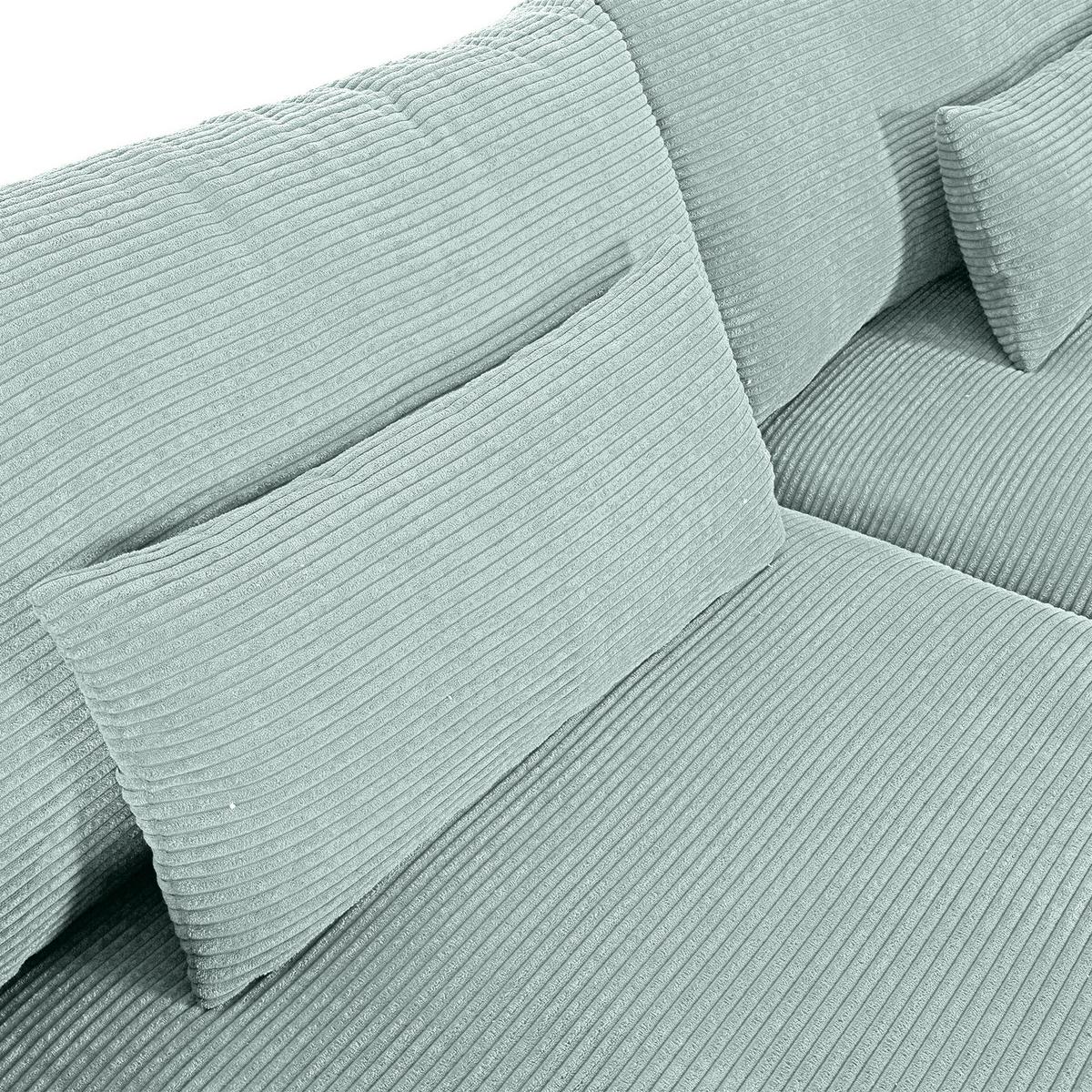 Bigsofa Manolis B: 260 Cm Mintgrün Cord - Schwarz/Mintgrün, KONVENTIONELL, Textil (260/66/115cm) - MID.YOU
