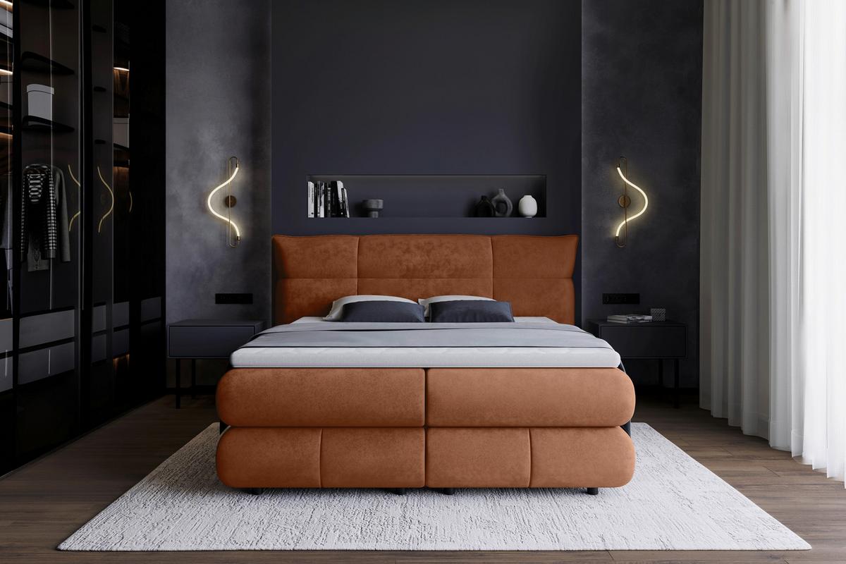 Boxspringbett Caramelo Kupfer 180x200 cm - Schwarz/Kupferfarben, Trend, Textil (180/200cm)