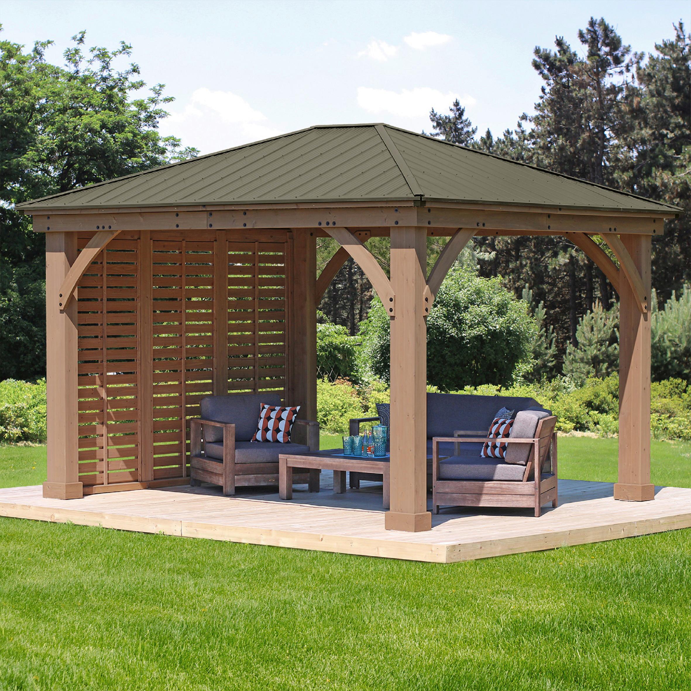 Pavillon-Seitenteil 322,6x226,7 cm Wetterfest - Naturfarben, Basics, Holz (322,6/226,7/7,6cm)