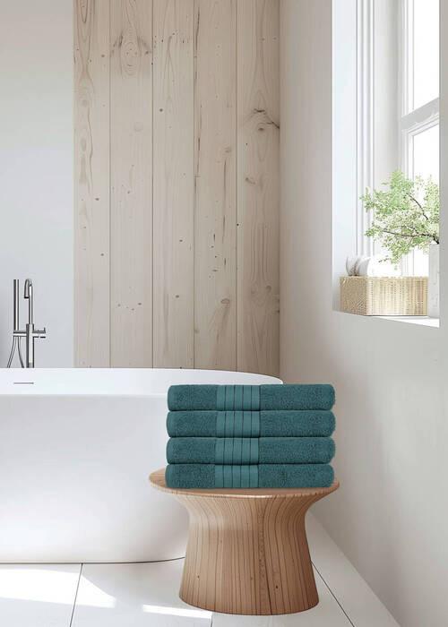 Handtuchset Dunkelgrün 4 Stück - Basics, Textil (50/100cm)
