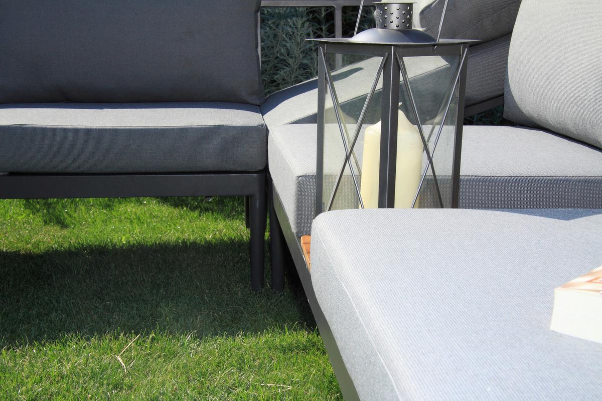 Loungegarnitur 4-Tlg. Paros Holz/Metall/Textil mit Kissen - Anthrazit/Silberfarben, Basics, Holz/Textil (243/68/243cm) - Acamp