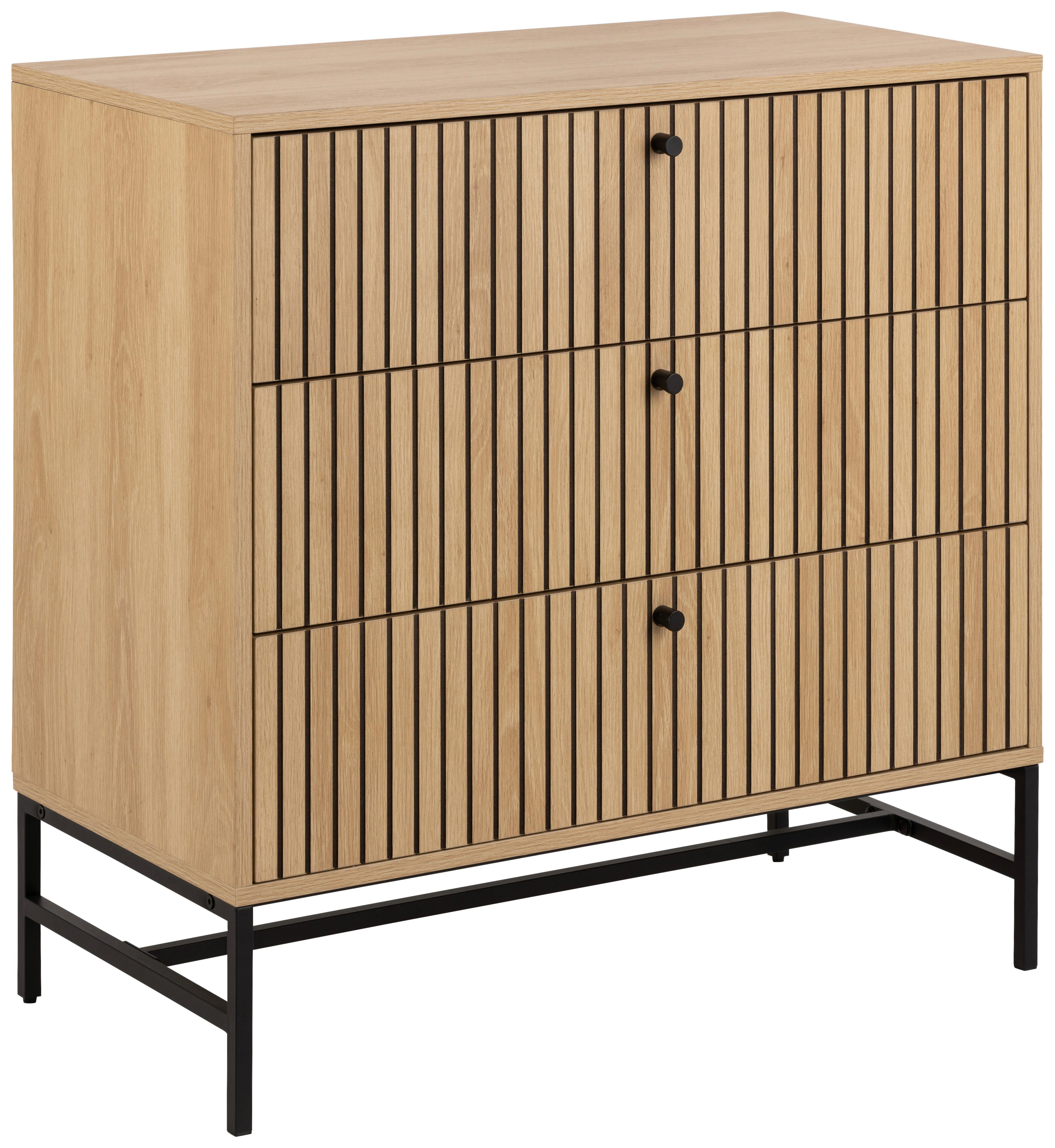 KOMODA ALBANY - černá/barvy dubu, Design, kov/dřevo (80,6/80,4/40cm)