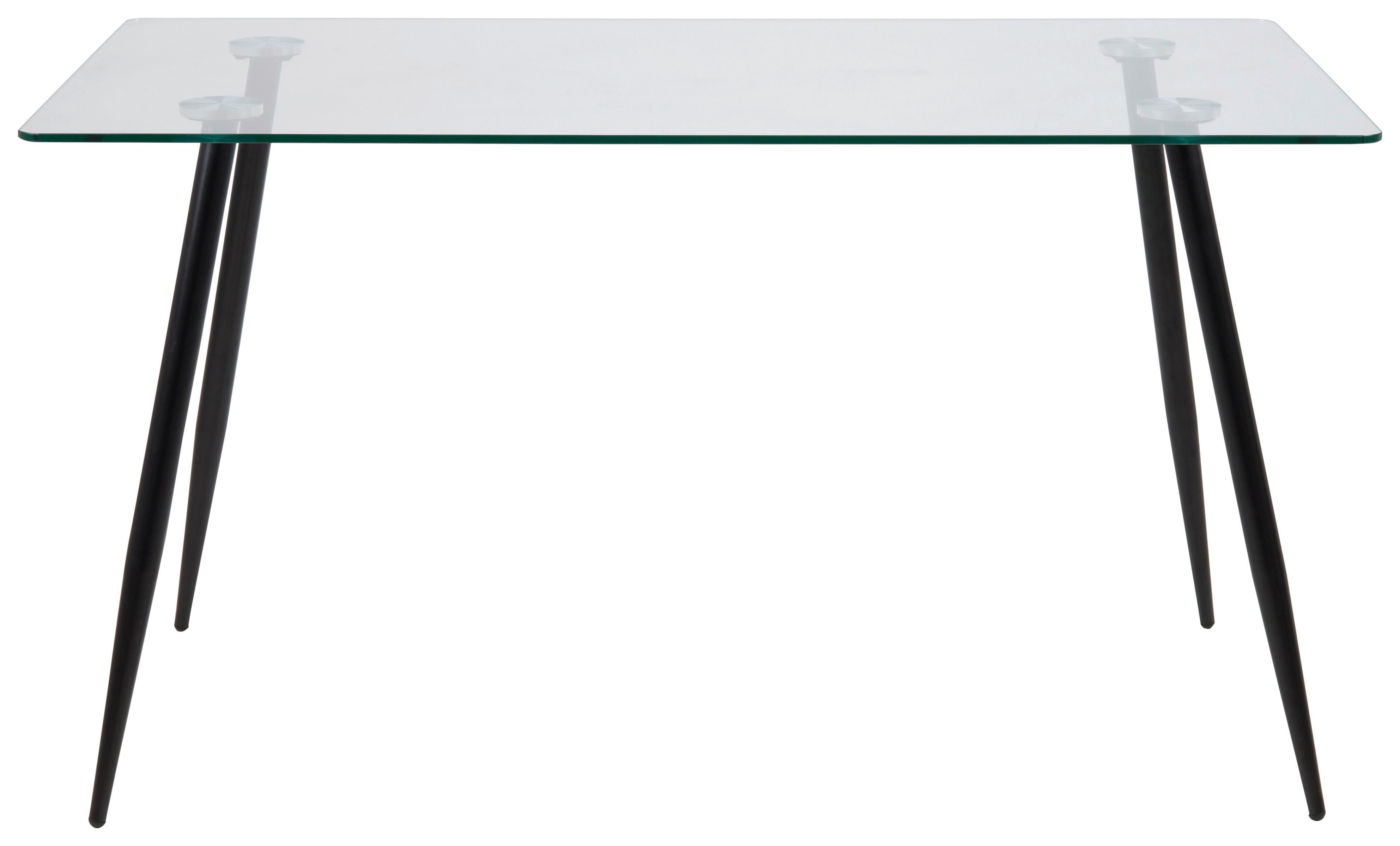 Esstisch Wilma 140x80cm Klarglas - Klar/Schwarz, MODERN, Glas/Metall (140/80/75cm) - MID.YOU
