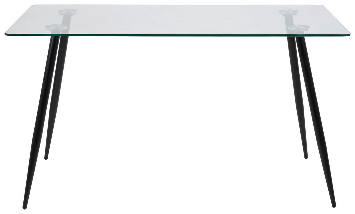 Esstisch Wilma 140x80cm Klarglas - Klar/Schwarz, MODERN, Glas/Metall (140/80/75cm) - MID.YOU