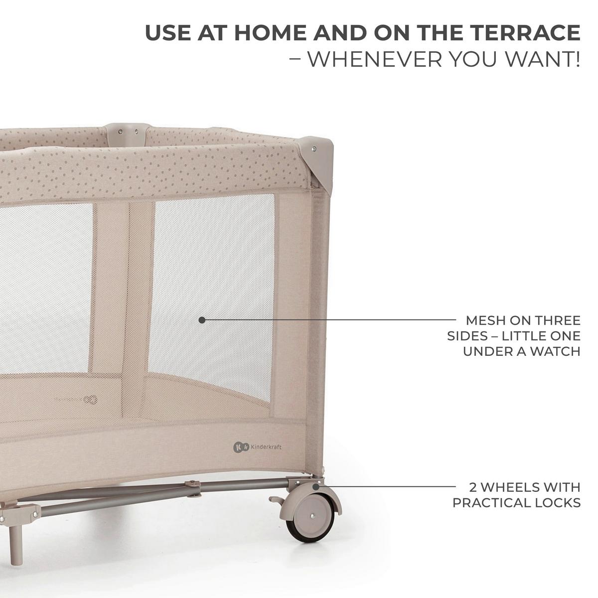 Reisebett Joy 2 3-In-1 Beige, Lf: 60x120cm - Beige, Basics (60/120cm) - Kinderkraft