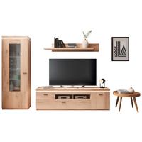 Wohnkombination Modern 3 -teilig. Mit Led Vancouver, Eiche Dekor - Eichefarben, MODERN, Glas/Holzwerkstoff (266/198/44cm)