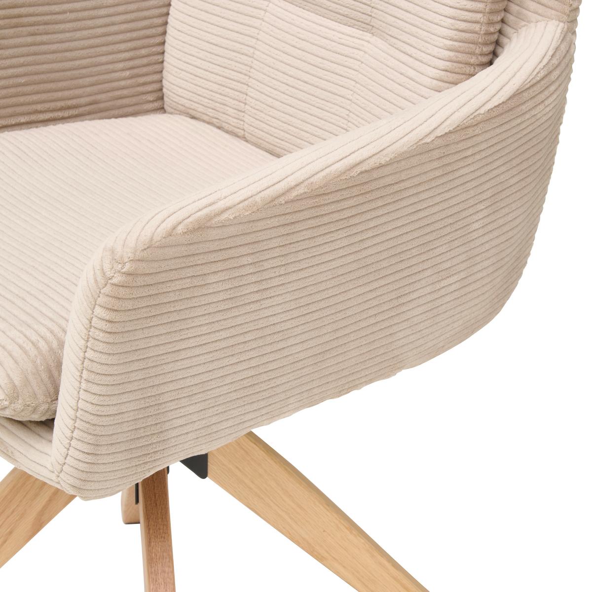 Armlehnstuhl Matti Taupe, Sitzfläche 360° drehbar - Taupe/Naturfarben, KONVENTIONELL, Holz/Textil (60/93/65,5cm) - Livetastic