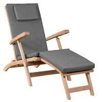 Bäderliege Woodie, Teakholz Mit Auflage, Verstellbar - Grau/Teakfarben, Basics, Holz (60/93/170cm)