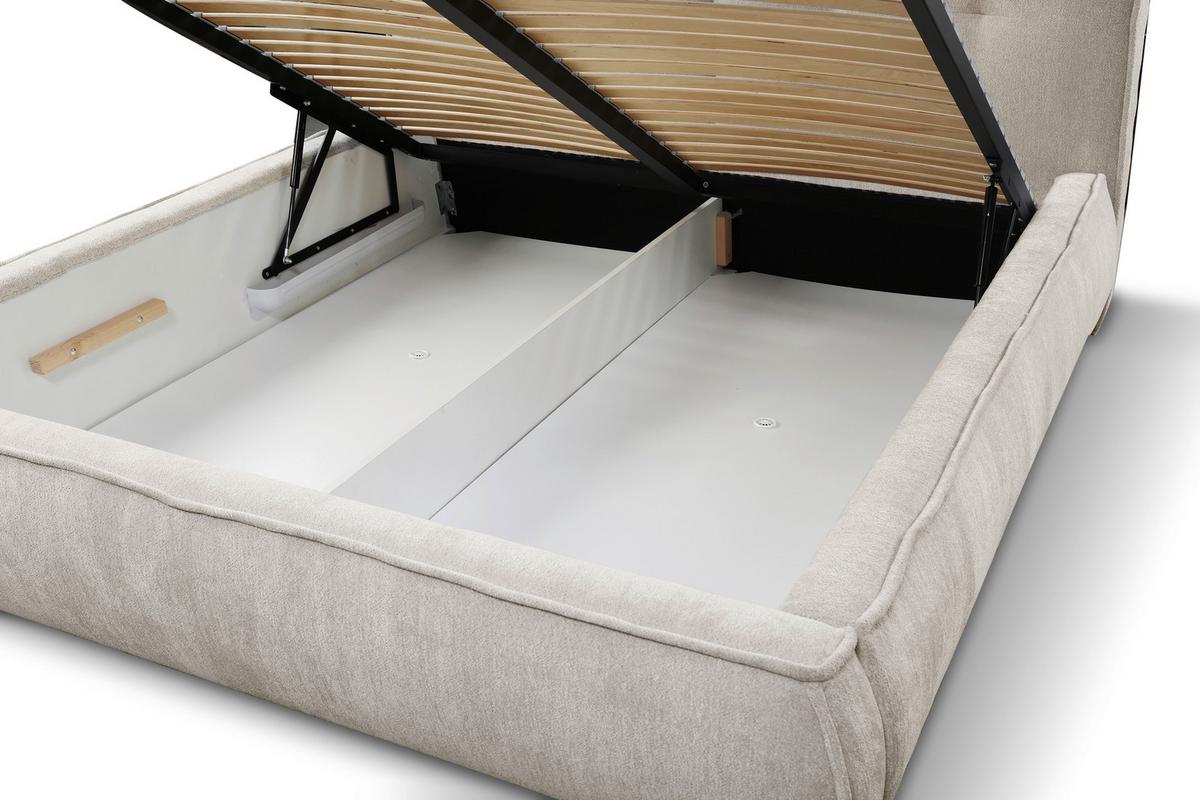 Polsterbett mit Lattenrost Lacjo Beige 160x200 cm - Beige/Schwarz, LIFESTYLE, Holz/Holzwerkstoff (160/200cm) - Livetastic