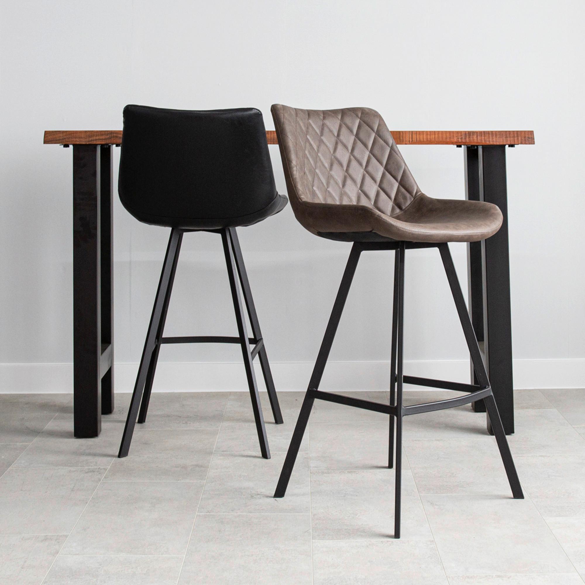 Barhocker-set Bowie - Taupe/Schwarz, KONVENTIONELL, Textil/Metall (50/102/55cm) - MID.YOU