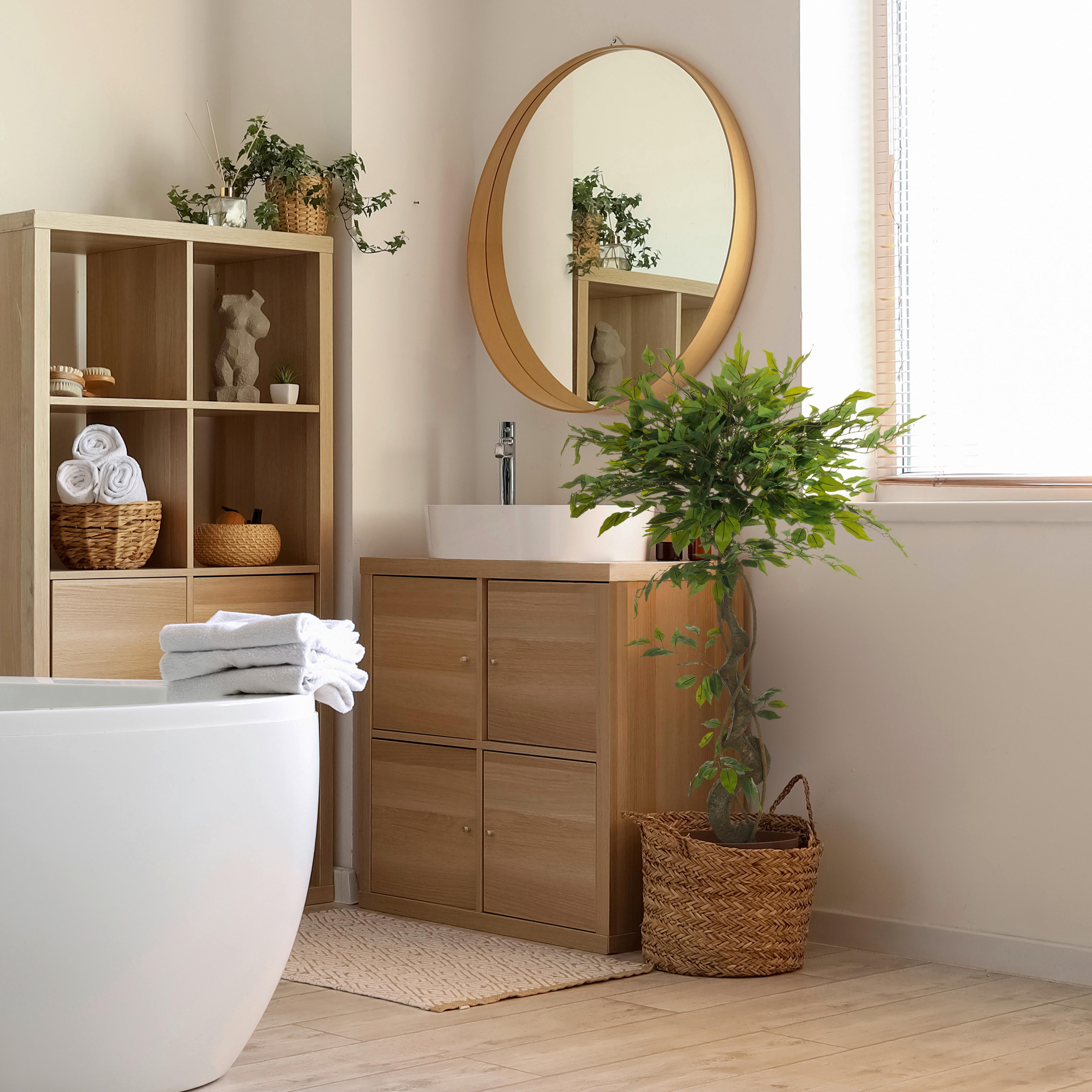 Kunstpflanze Ficus I - Schwarz/Braun, Basics, Kunststoff (70/120/70cm) - MID.YOU
