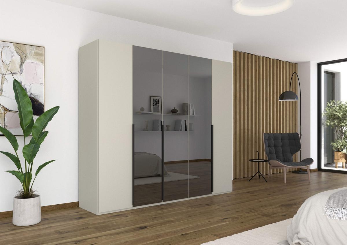Drehtürenschrank Paola Grau/Champagner B: 251 cm - Champagner/Grau, Trend, Glas/Holzwerkstoff (251/223/61cm) - Rauch Möbel