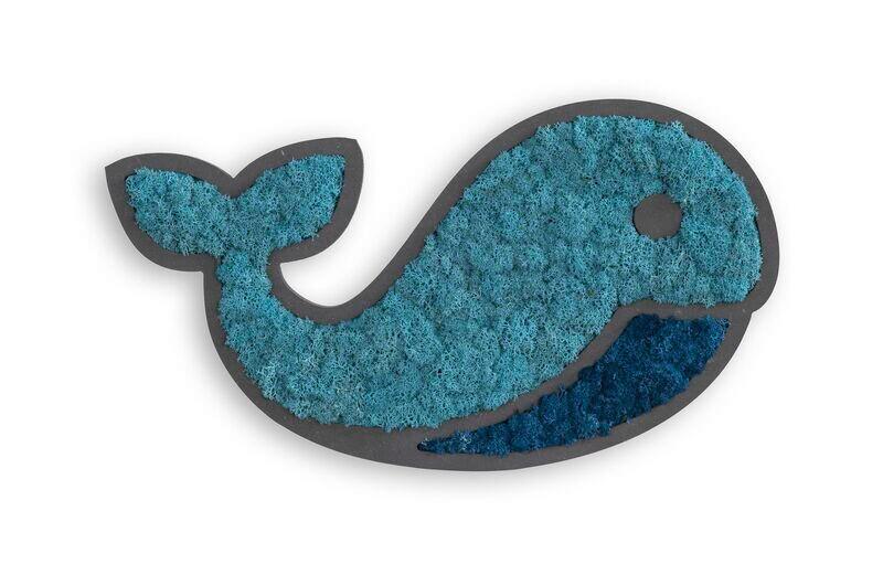 Moosbild Blau B: 37,5 Cm - Blau/Schwarz, Basics, Naturmaterialien/Holz (37,5/27/2cm)