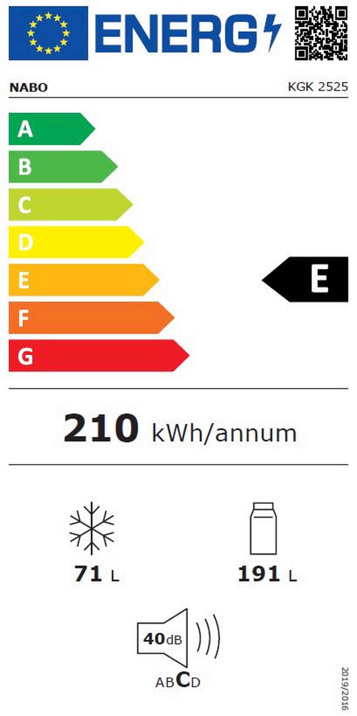 Kühl-Gefrierkombination Kgk 2525 Edelstahlfarben - Edelstahlfarben, Basics, Glas/Kunststoff (55/180/56cm) - Nabo