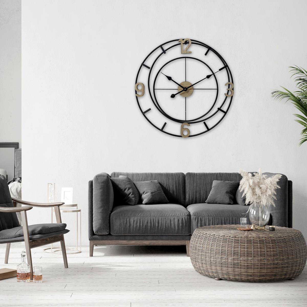 Wanduhr Ida - Schwarz/Braun, KONVENTIONELL, Holz/Holzwerkstoff (60/3cm) - Luca Bessoni