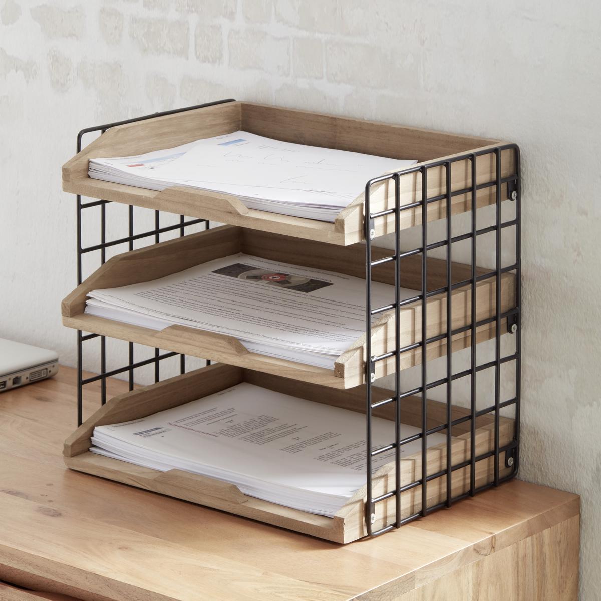 ODKLADAČ NA DOKUMENTY CAGE - černá/hnědá, Lifestyle, kov/dřevo (34/25/30cm) - Mömax