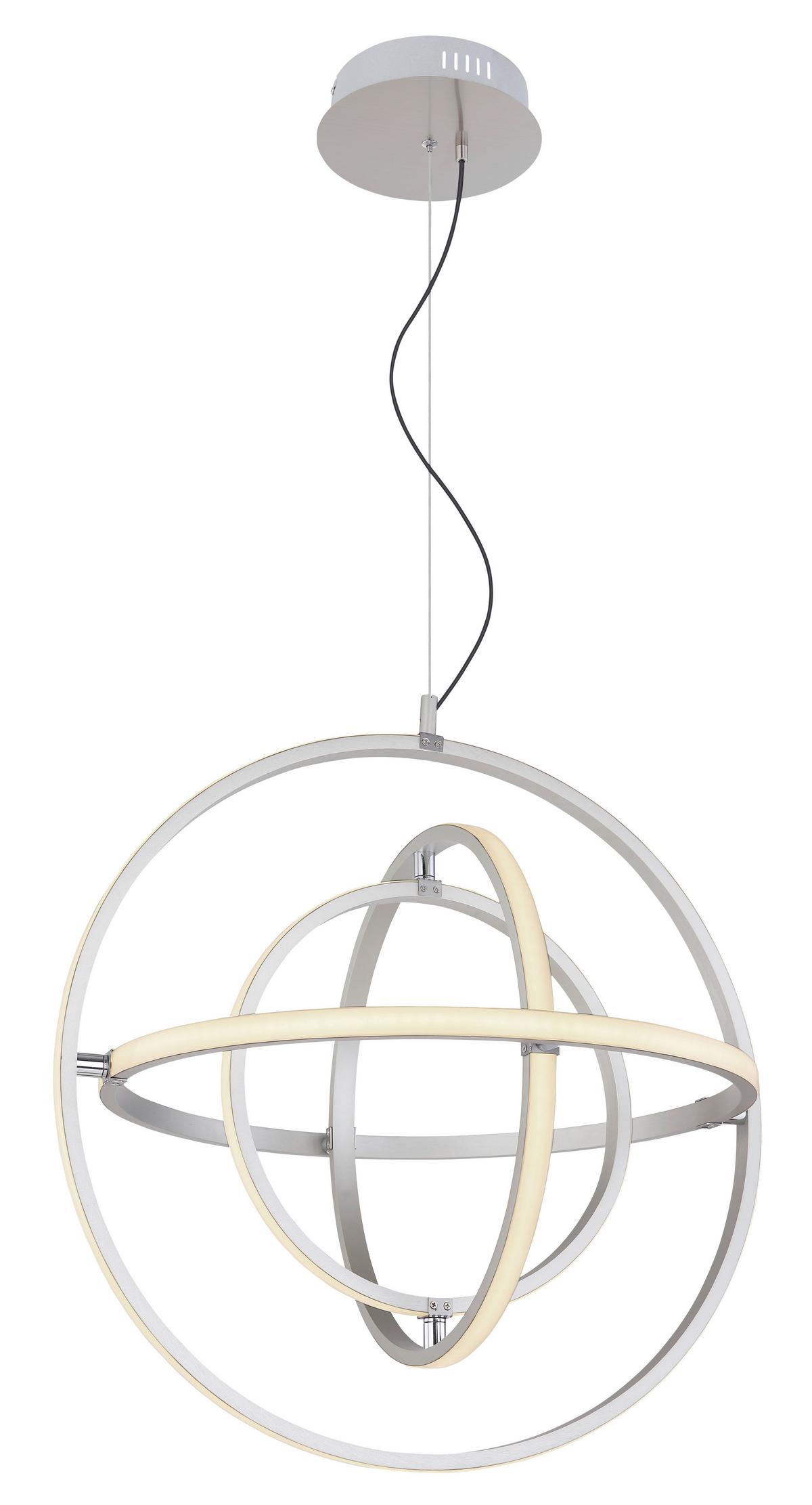 Led-hängeleuchte Kurus H: 150 Cm 1-Flammig, Dimmbar - Opal/Nickelfarben, Basics, Kunststoff/Metall (58/150cm) - Globo