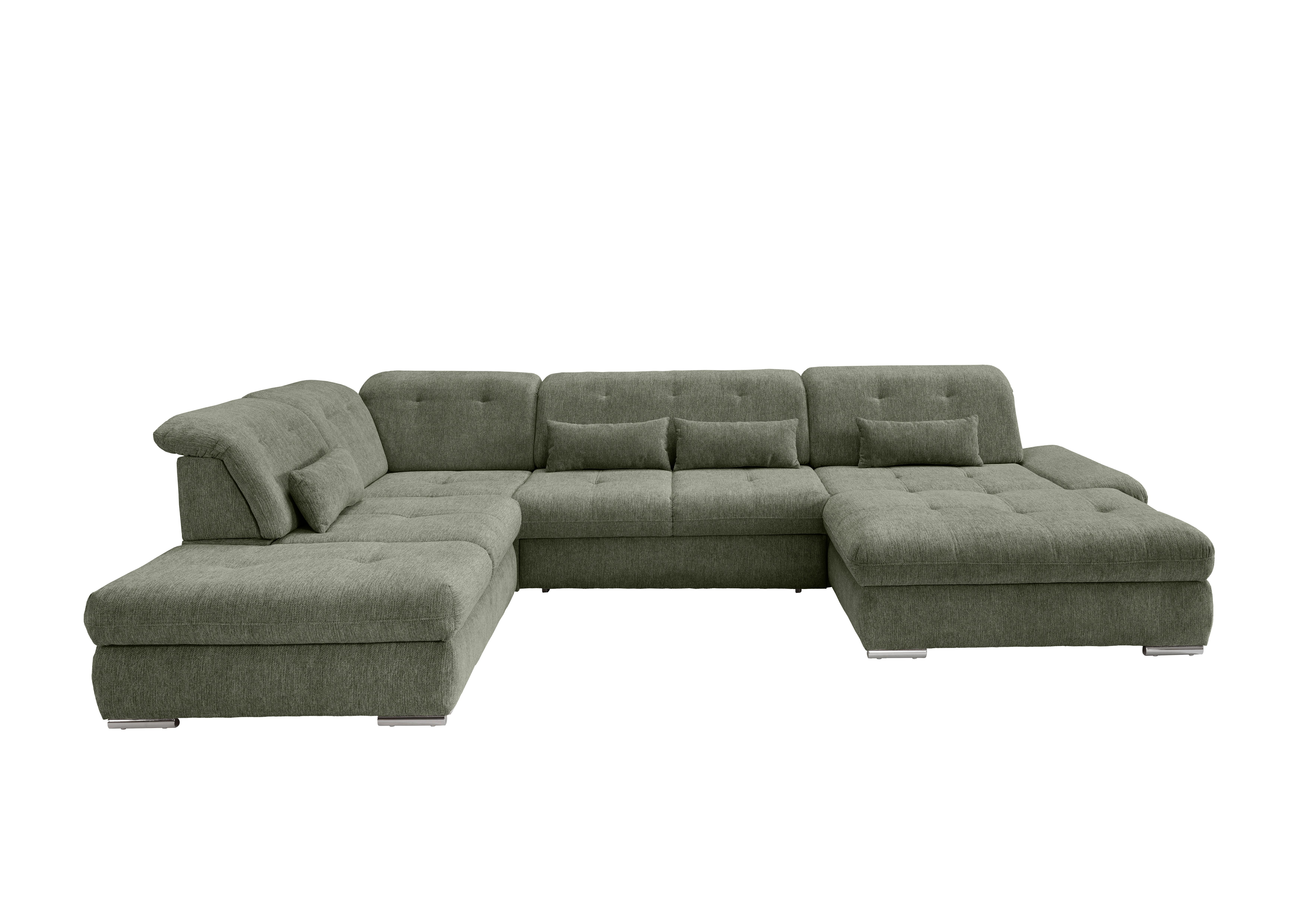 Wohnlandschaft Dalida Dunkelgrün U: 254x376x195 Cm - Chromfarben/Dunkelgrün, Design, Textil (254/376/195cm) - Livetastic