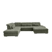 Wohnlandschaft Dalida Dunkelgrün U: 254x376x195 Cm - Chromfarben/Dunkelgrün, Design, Textil (254/376/195cm) - Livetastic