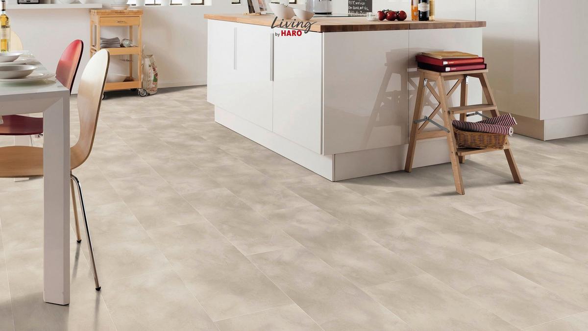 Vinylboden Fliesenoptik Grau /hellgrau Klick-Vinyl - Hellgrau/Grau, Design, Holzwerkstoff (63,1/31,3/0,65cm) - Living by HARO