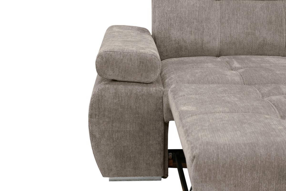 Rohová sedačka VEGAS, pravá, šedohnědá žinylka - barvy stříbra/šedohnědá, Design, dřevo/textil (294/173cm)