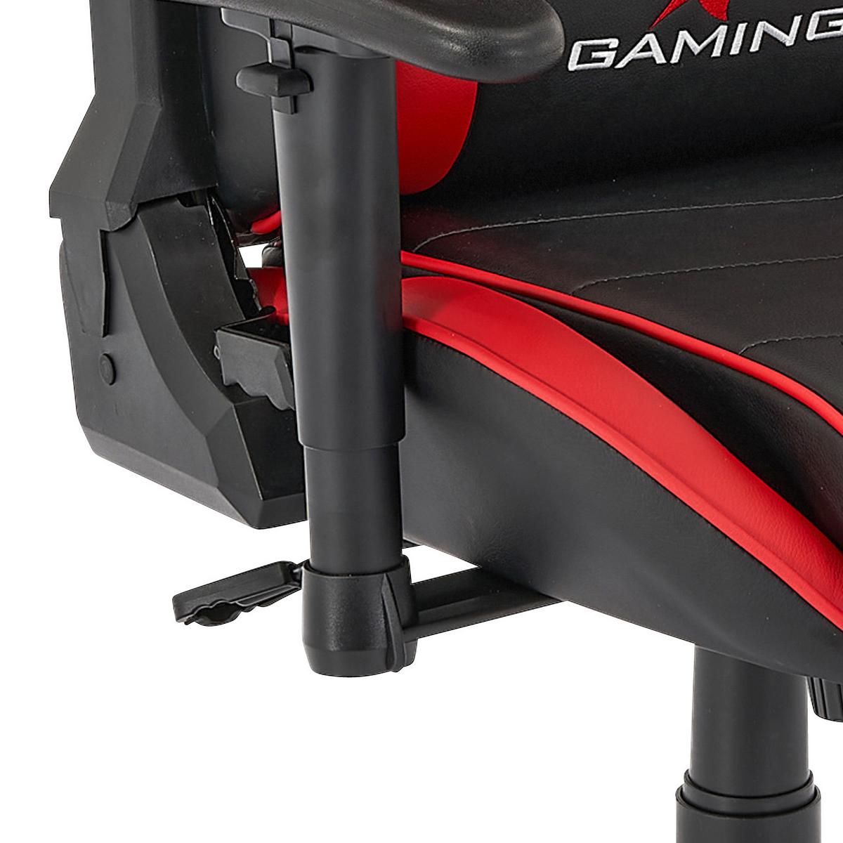 Gaming Stuhl Genf M. Armlehnen + Stützkissen Schwarz/rot - Rot/Schwarz, MODERN, Kunststoff/Textil (70/137/57cm)
