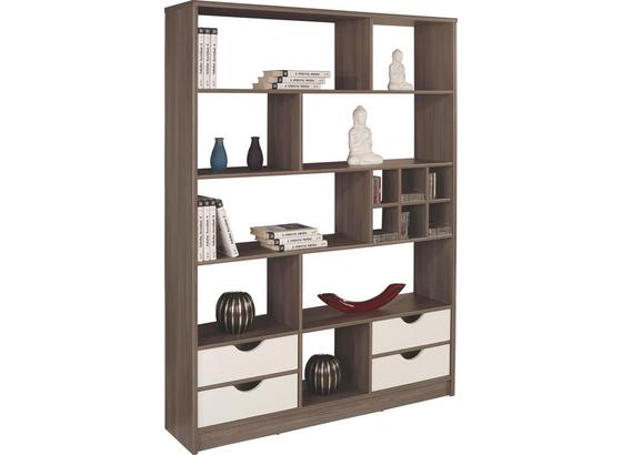 Polc Meggy - sötétbarna/fehér, modern, fa (140/184/32cm) Polc Meggy - sötétbarna/fehér, modern, fa (140/184/32cm)