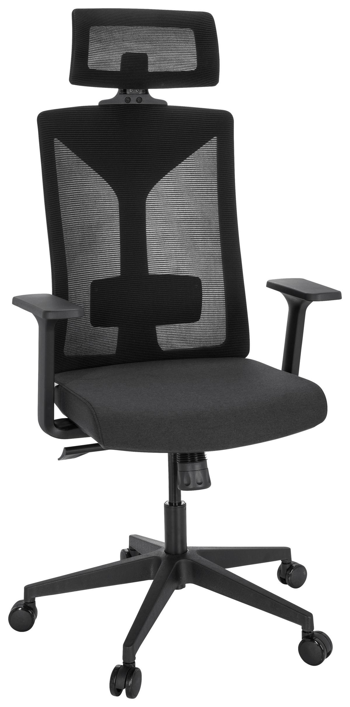 Drehstuhl Kodiak Schwarz - Schwarz, MODERN, Kunststoff/Textil (68/121/68cm) - MID.YOU