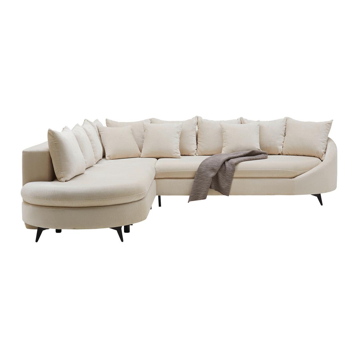 Rohová sedačka AXEL, levá, krémová žinylka - černá/krémová, Moderní, kov/textil (250/291cm) - Mömax