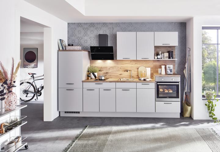 Küchenzeile Fontana Ohne Geräte 295 Cm Steingrau - Eichefarben/Grau, MODERN, Holzwerkstoff (295cm)