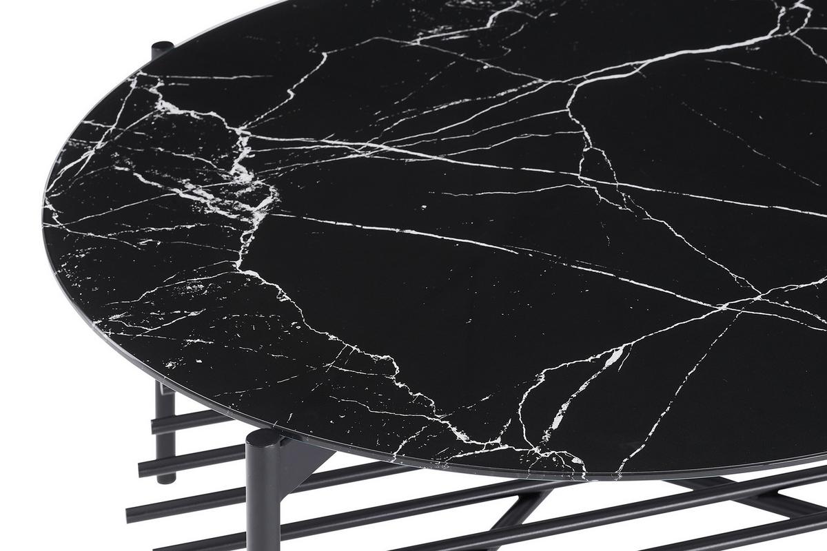 Couchtisch Schwarz/marmoroptik D: 84 Cm - Schwarz, Design, Glas/Metall (84/84/43cm) - Livetastic