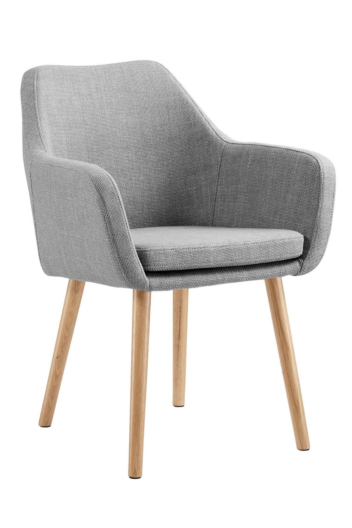 Armlehnstuhl Hellgrau B: 62cm - Hellgrau/Naturfarben, MODERN, Holz/Textil (62/84/60cm) - Livetastic