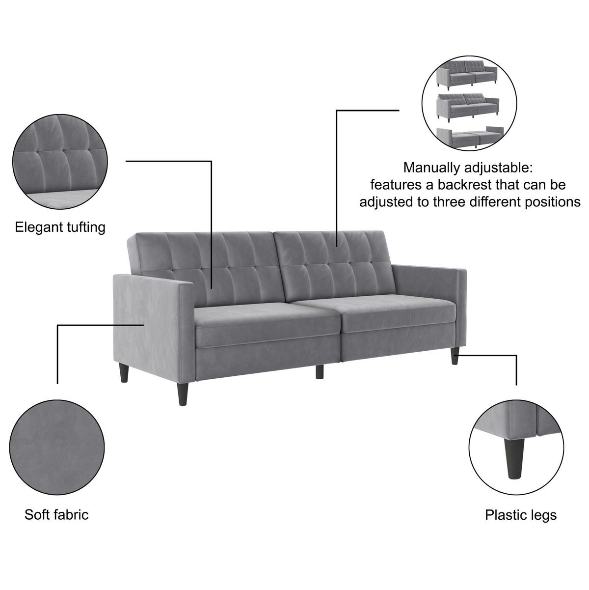 Schlafsofa Hannover Grau, mit Schlaffunktion - Schwarz/Grau, Basics, Textil (203/82/83cm) - Livetastic