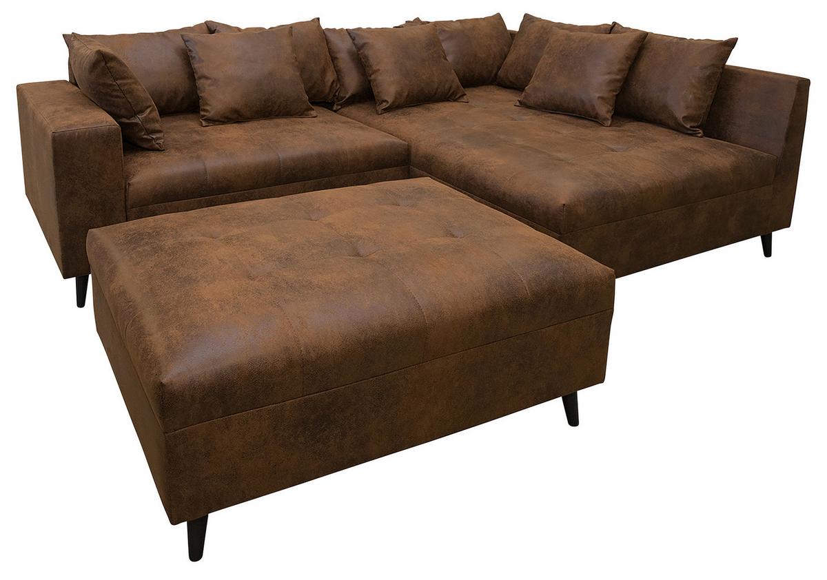 Ecksofa Pruno, Braun S: 247x174 Cm - Schwarz/Braun, Design, Textil (247/174cm) - MID.YOU