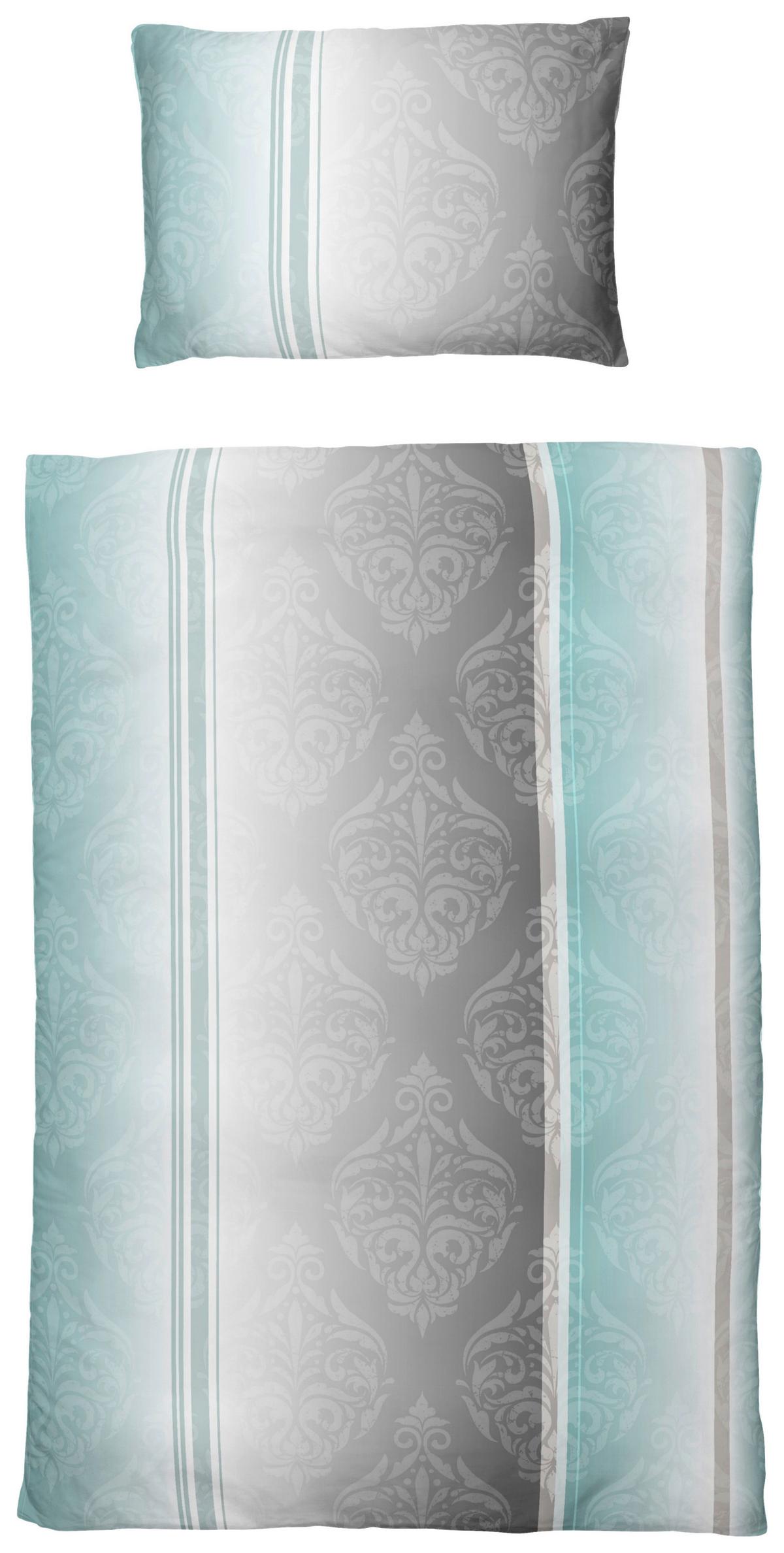 Bettwäsche 140x200 cm Natalia Bunt in verschiedenen Designs - Blau/Beige, KONVENTIONELL, Textil - Ondega