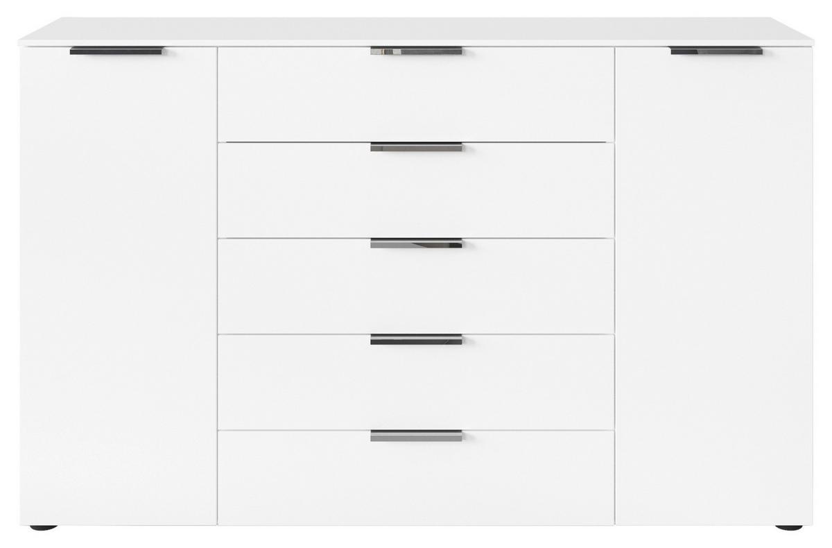 Kommode Flipp Weiß/Graphitfarben B: 160 cm - Chromfarben/Schwarz, MODERN, Holzwerkstoff (160/100/42cm) - Rauch Möbel