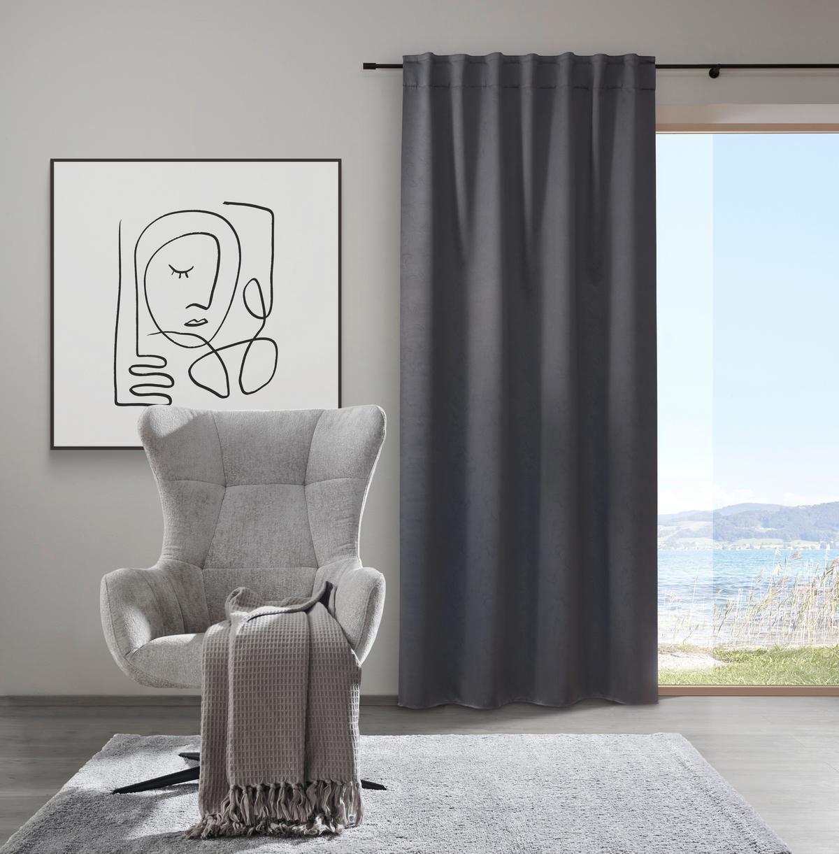 ZATEMŇOVACÍ ZÁVES ALVA - antracitová, Modern, textil (140/245cm) - Premium Living