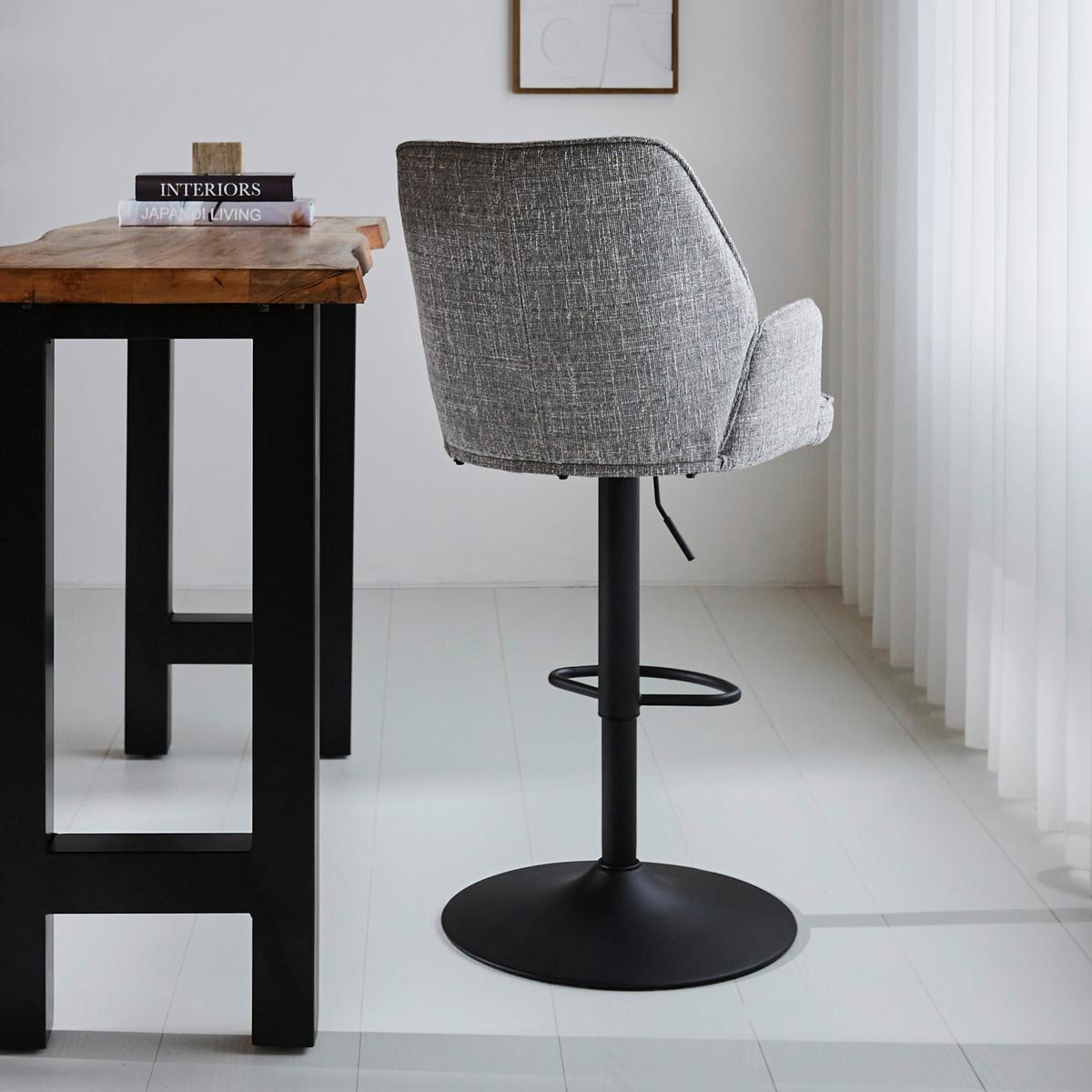 Barhocker-Set Donny Hellgrau B: 54 cm - Hellgrau/Schwarz, MODERN, Textil/Metall (54/100/58cm) - MID.YOU